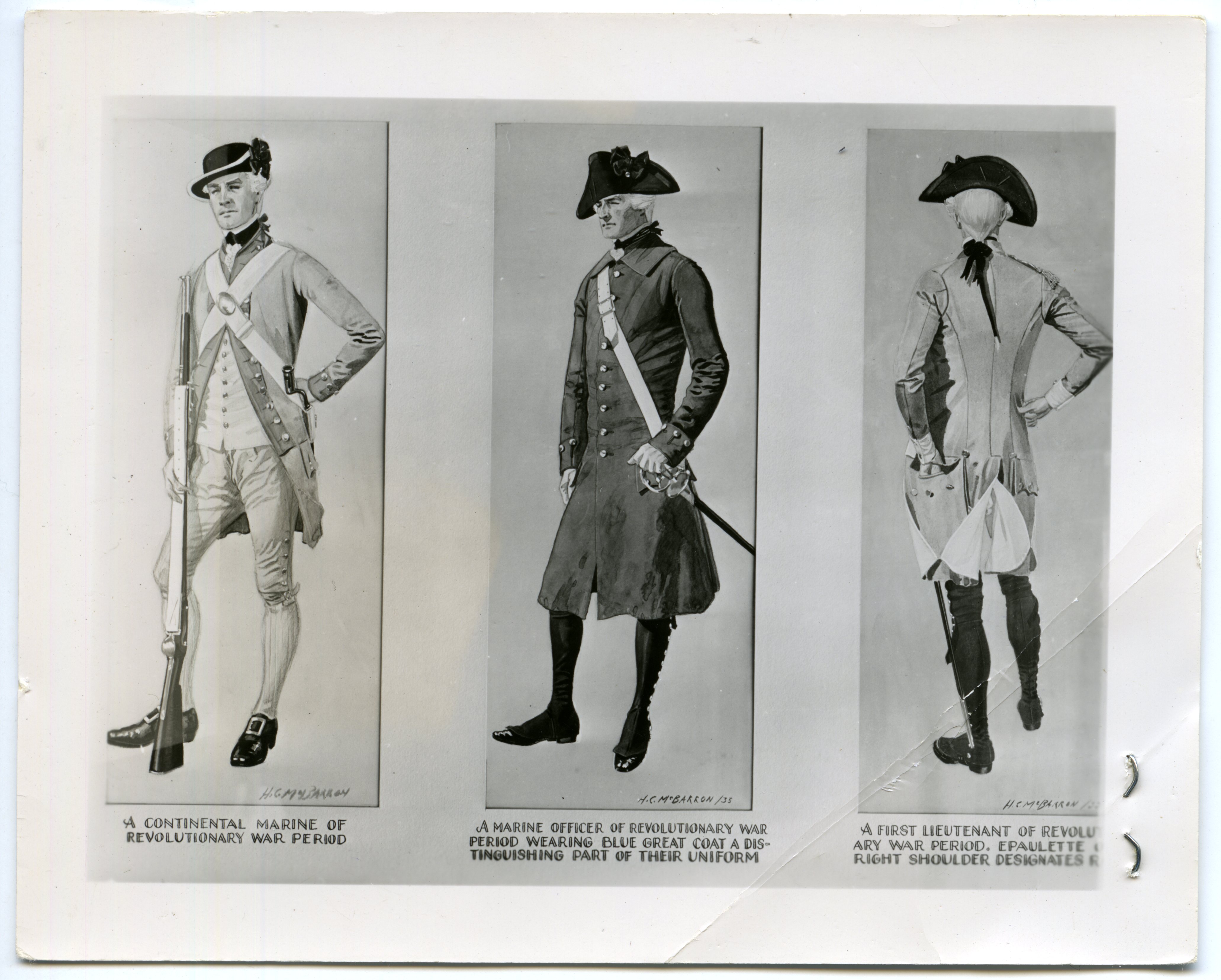 Continental Marines of the Revolutionary War period, uniform plate